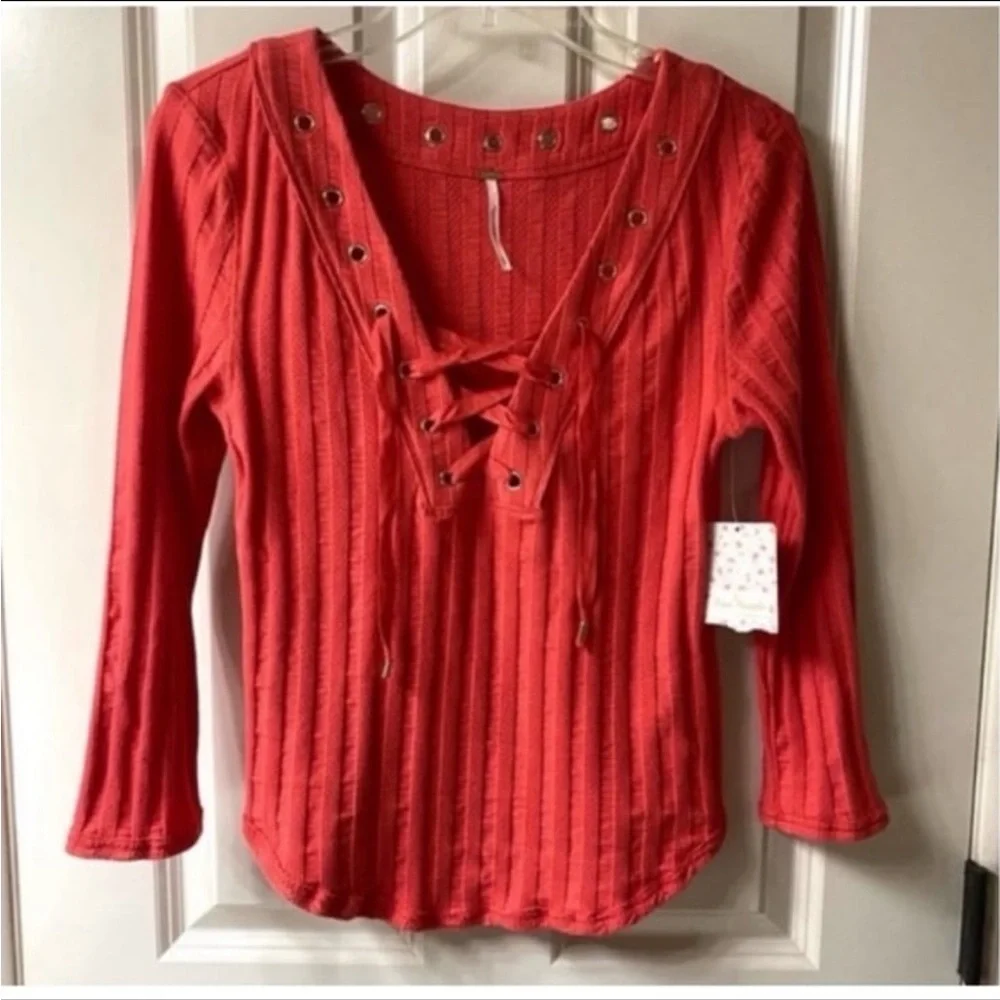 NWT Free People ICE COLD Lace Up Top